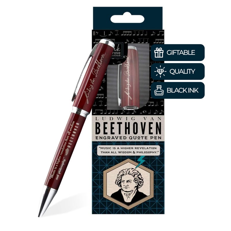 Inkstone Beethoven Engraved Quote Pen - Music is a Higher Revelation than all Wisdom and Philosophy - Classical Music Appreciation Gifts for Musicians Music Teachers - Image 1